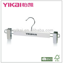 White wooden hanger with logo and 2pcs metal clips